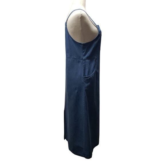 Denim & Co. Vintage Blue Denim Overall Maxi Dress Size L Farmhouse Boho Style - Picture 2 of 13